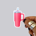 Pink Cup Waterproof Sticker / Magnet