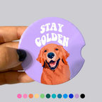 Stay Golden Golden Retriever Ceramic Car Coasters