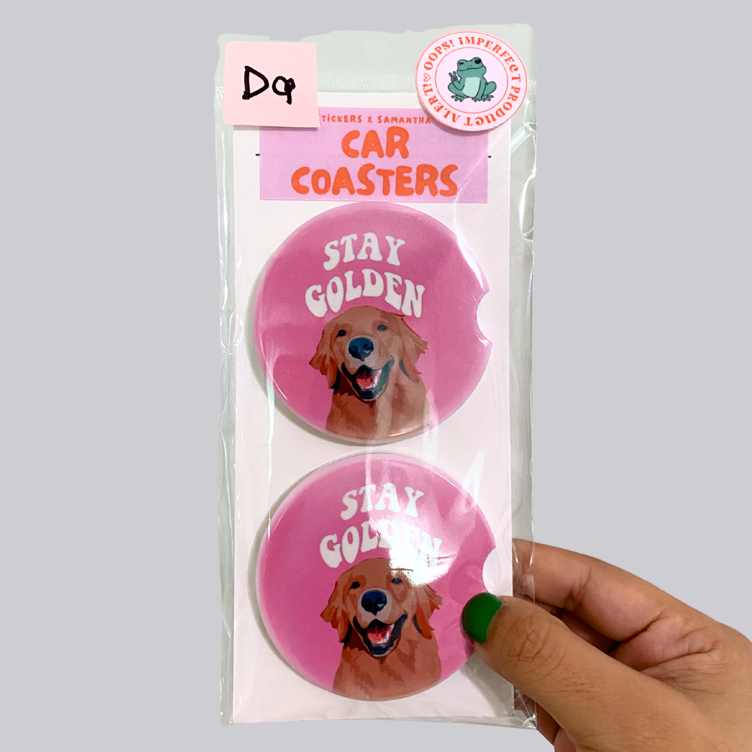 Stay Golden Ceramic Car Coasters