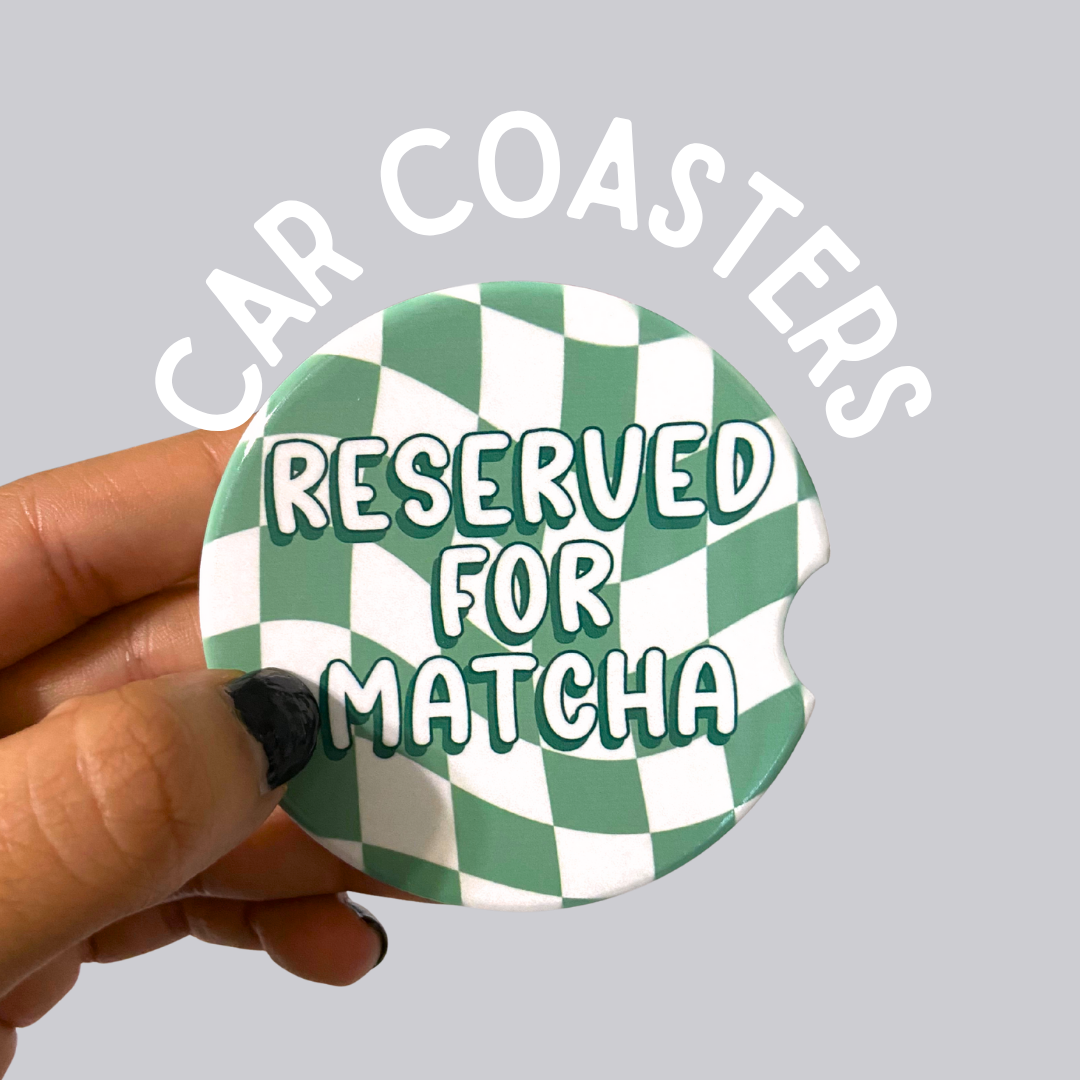 Reserved for Matcha Checker Ceramic Car Coaster