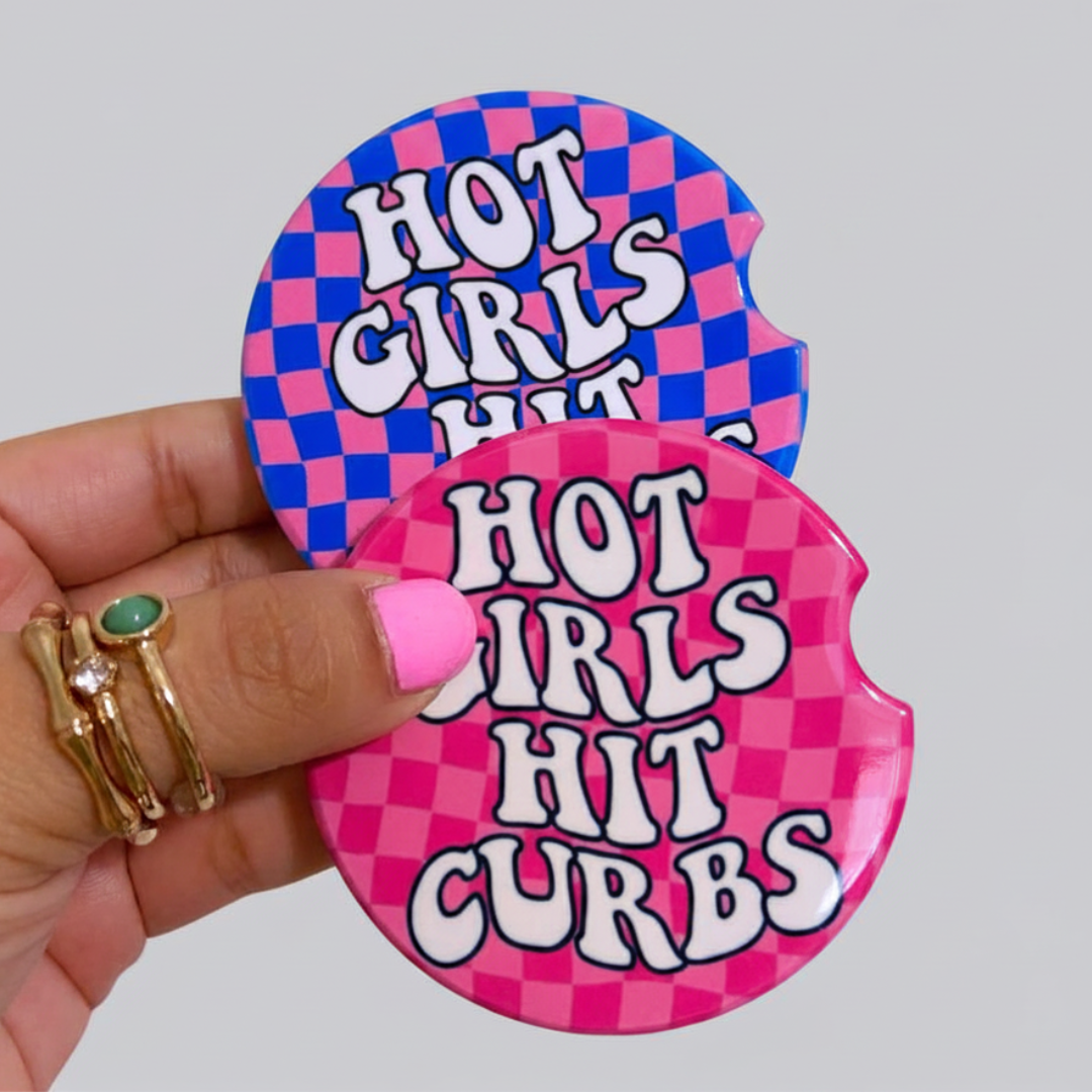 Hot Girls Hit Curbs Ceramic Car Coasters