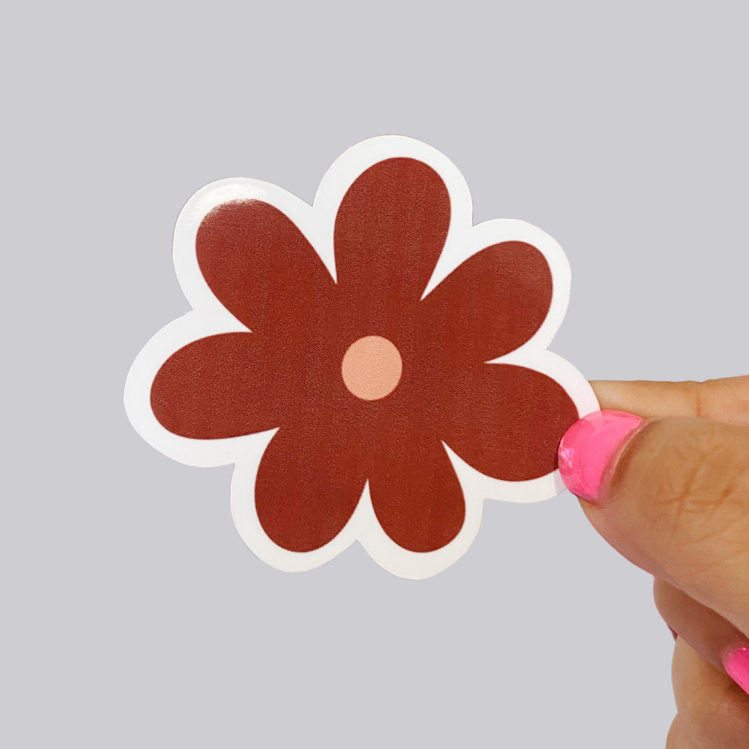 Brown Flower Sticker / Magnet