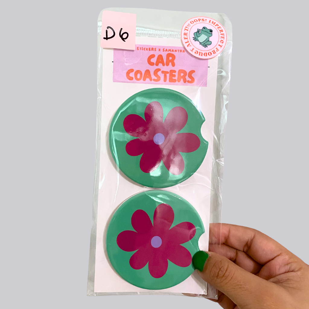 Green Flower Ceramic Car Coaster