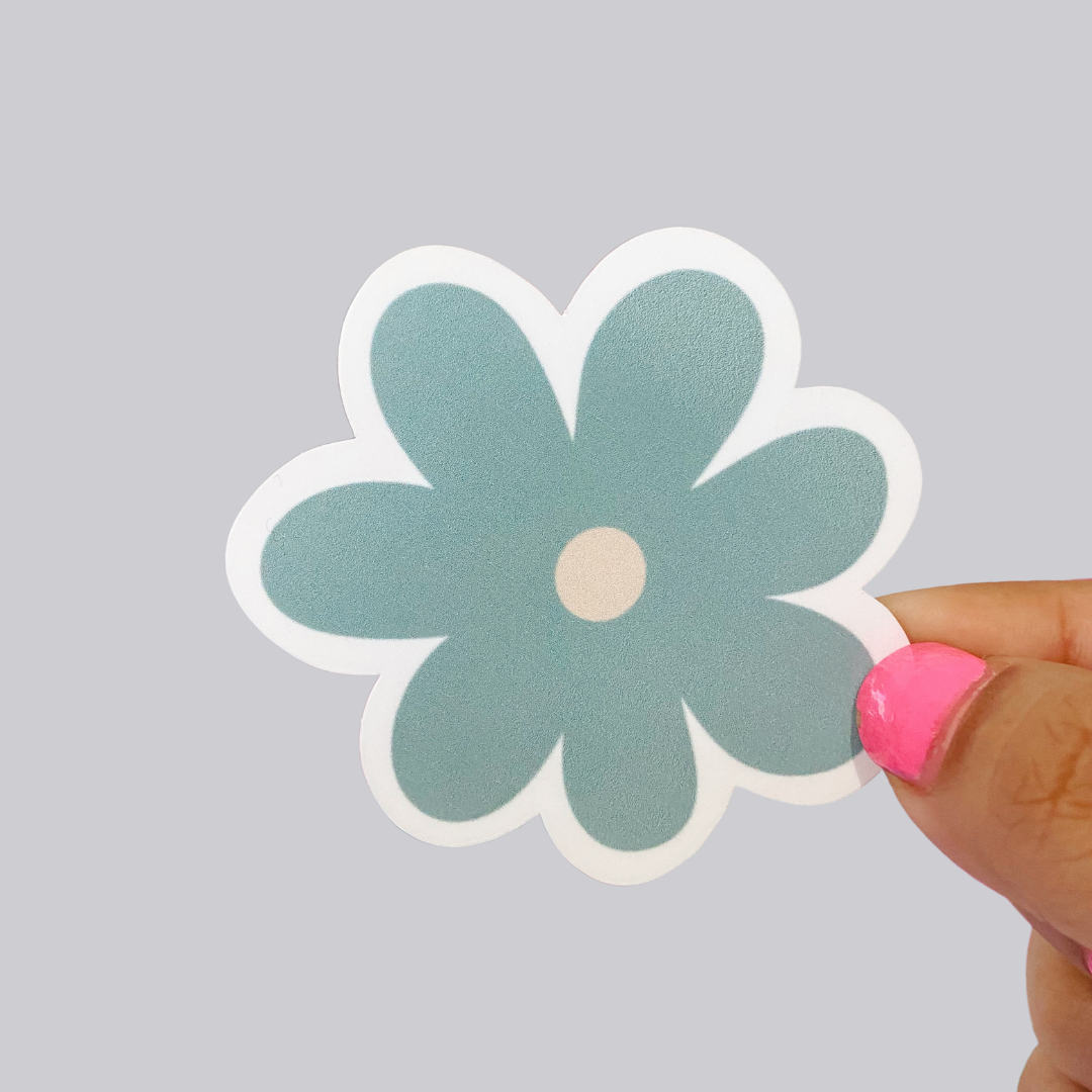 Sage Green Flower Sticker / Magnet