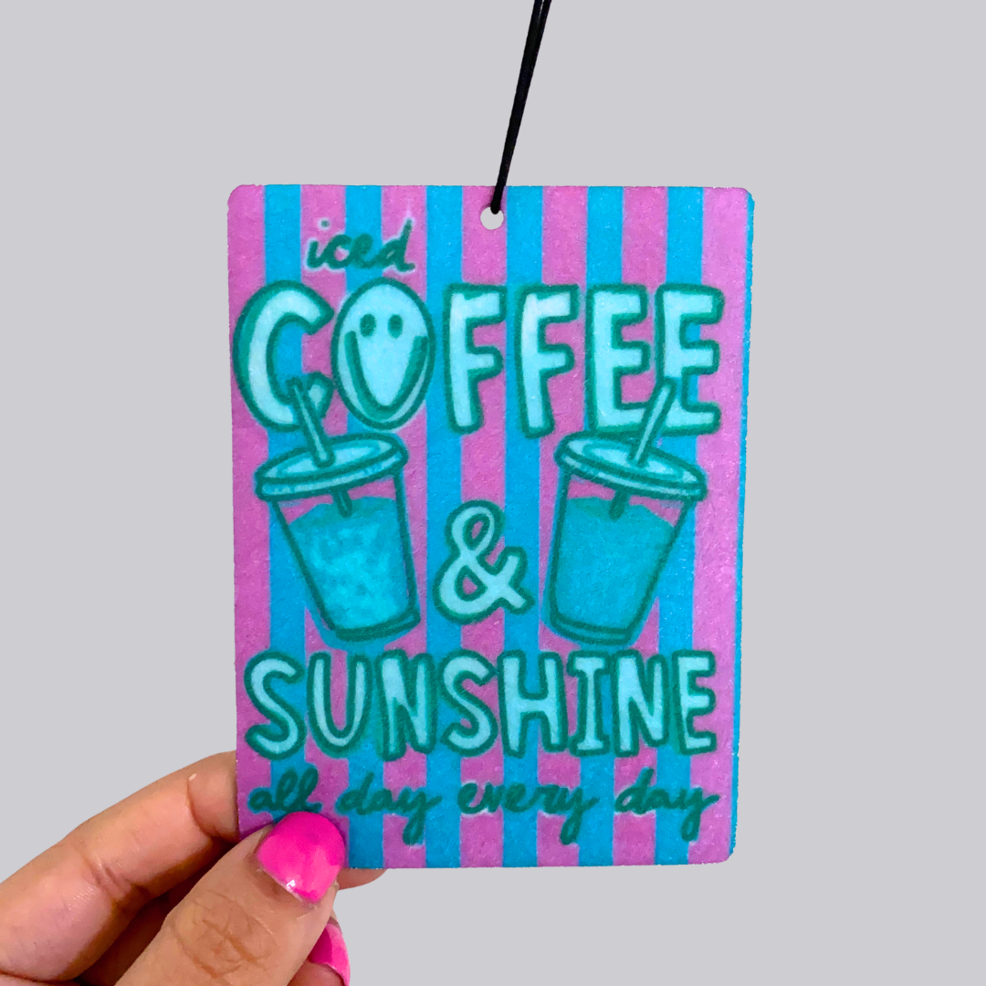 Iced Coffee & Sunshine Hanging Car Air Freshener