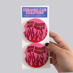 Hot Moms Hit Curbs Air Freshener, Car Coasters and Keychain Bundle