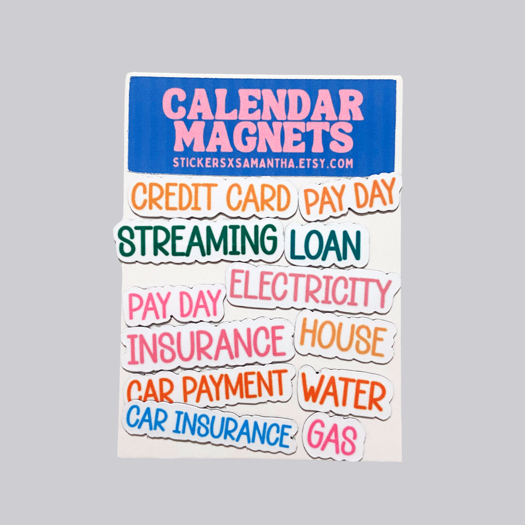 12 Personalized Expenses and Bills Indicator Calendar Magnets
