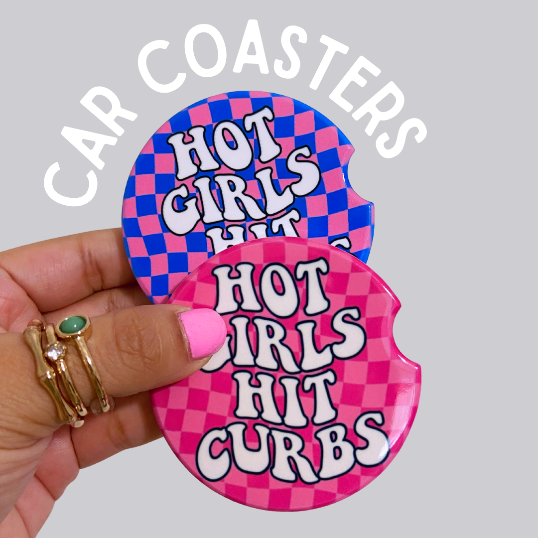 Hot Girls Hit Curbs Ceramic Car Coasters