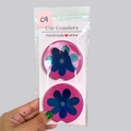 Pink Flower Ceramic Car Coasters
