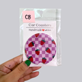 Strawberry Checker  Ceramic Car Coaster