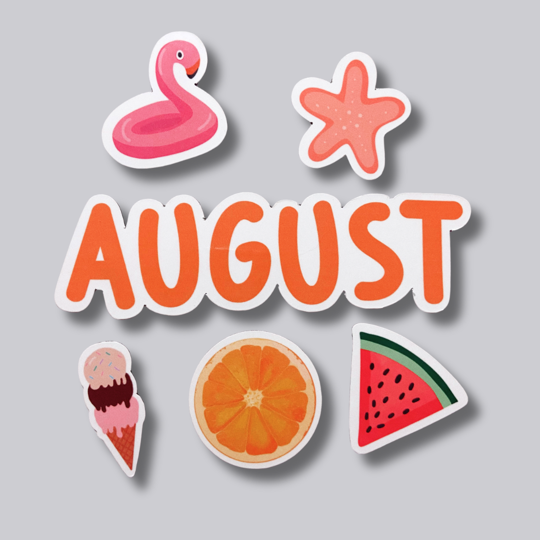 August Summer Calendar Magnets