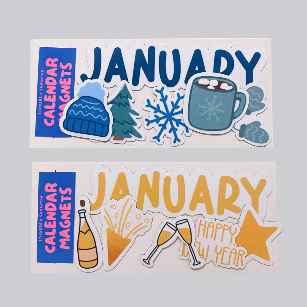 January New Year Calendar Magnets
