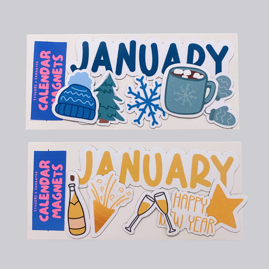 January New Year Calendar Magnets