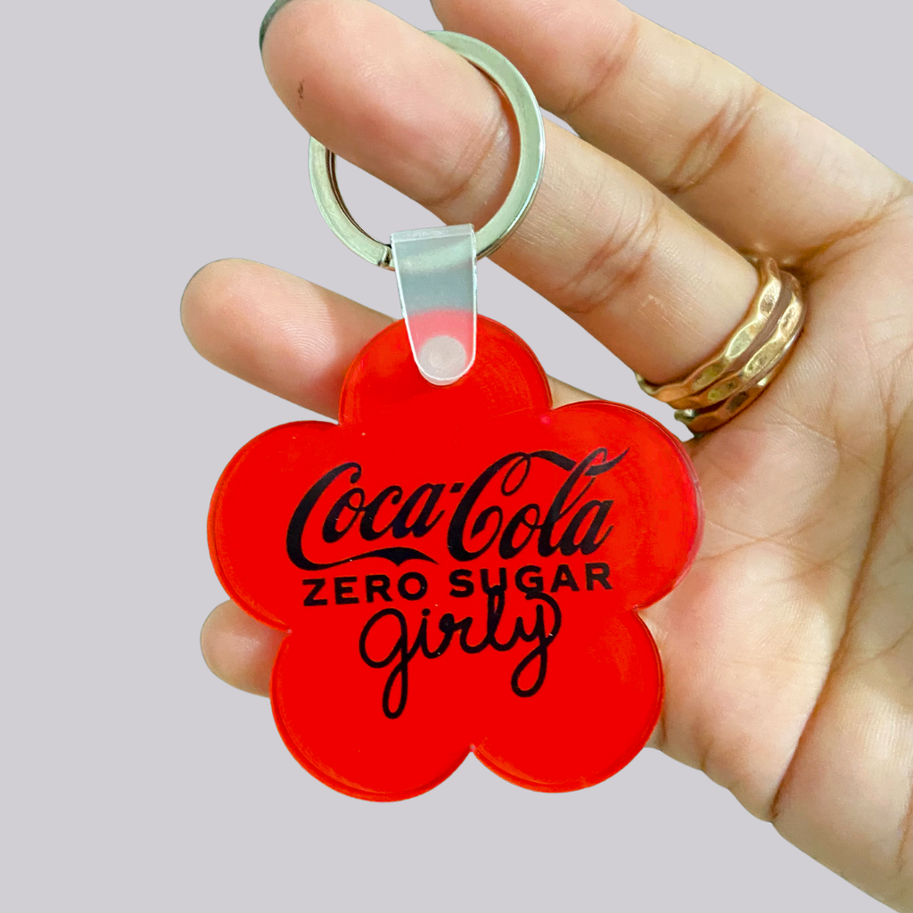 Soda Girly Floral Acrylic Keychain