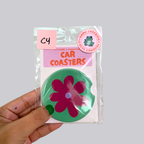 Green Flower Ceramic Car Coaster