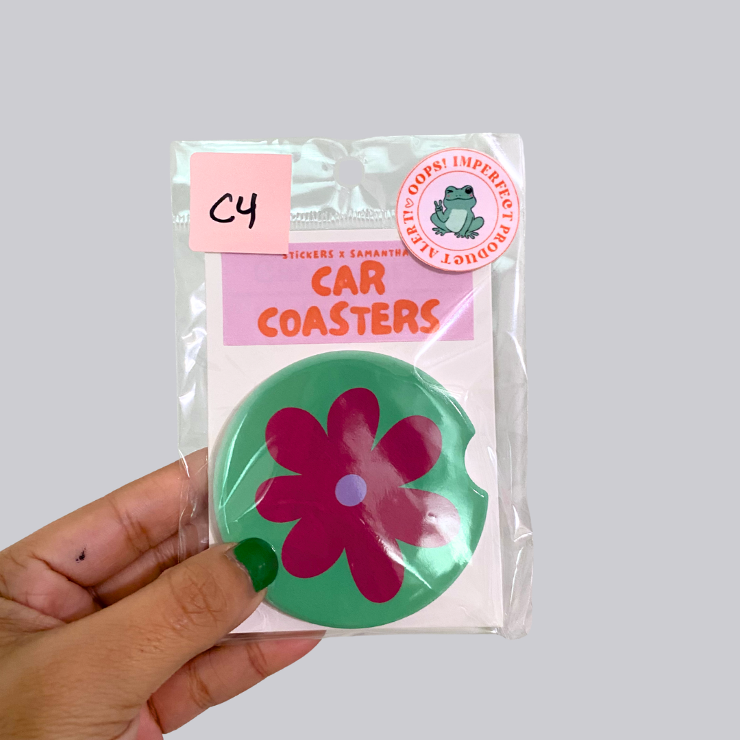 Green Flower Ceramic Car Coaster