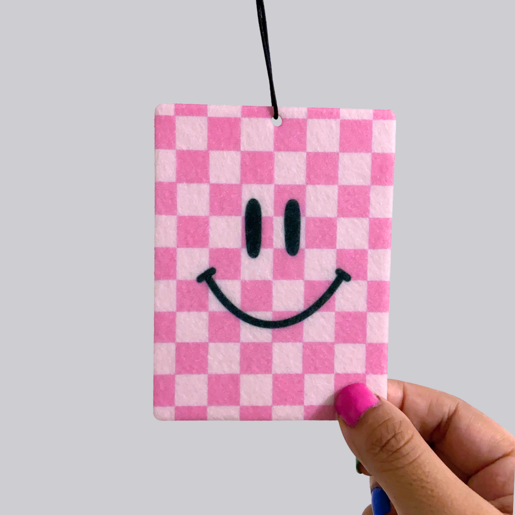 Smiley Face Checker Hanging Car Air Freshener | Car Accessory