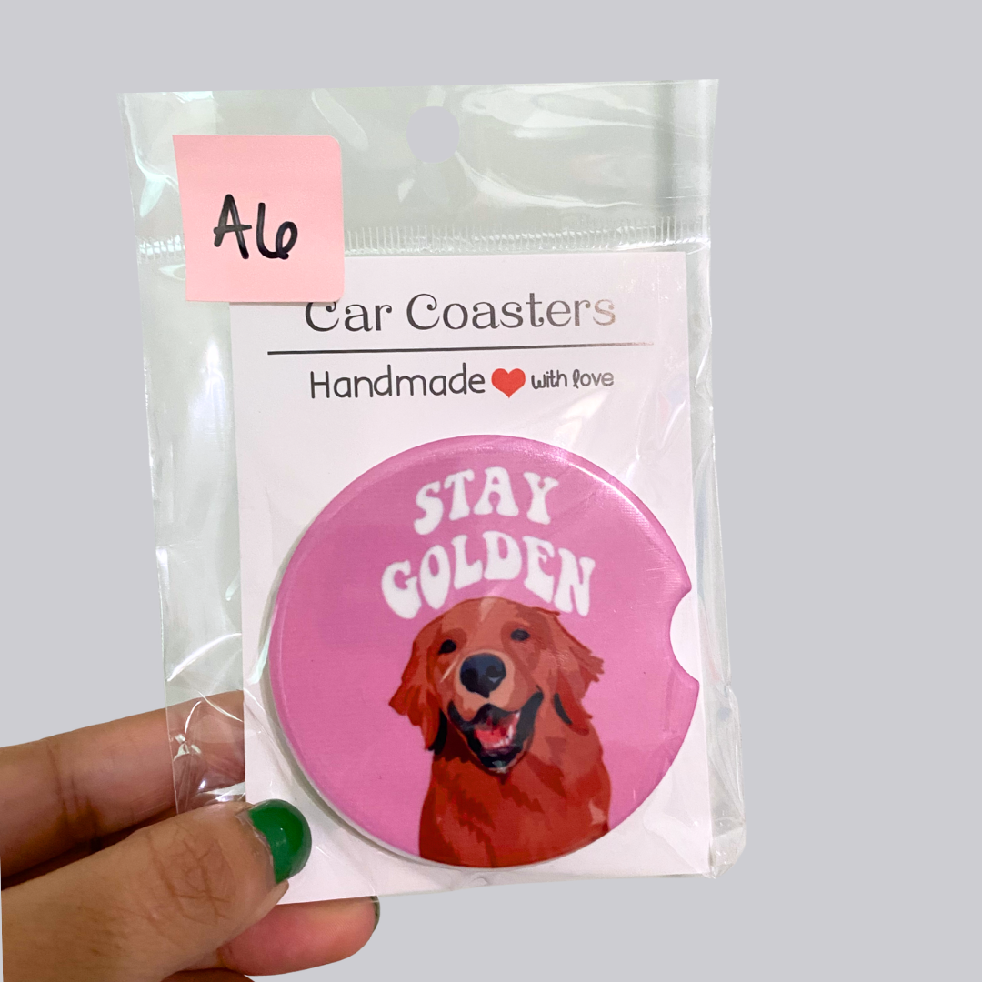 Stay Golden Pink Ceramic Car Coaster