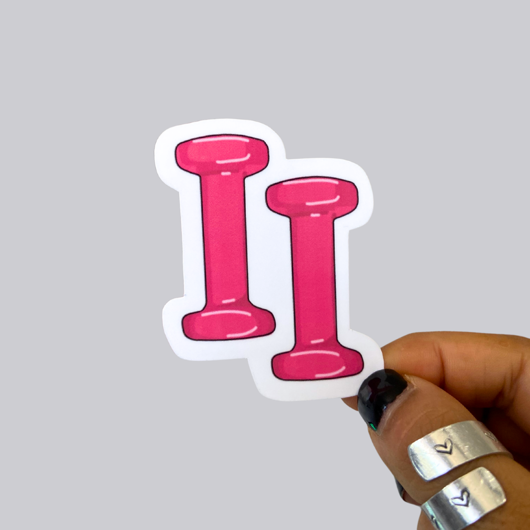 Pink Dumbbells Sticker / Magnet