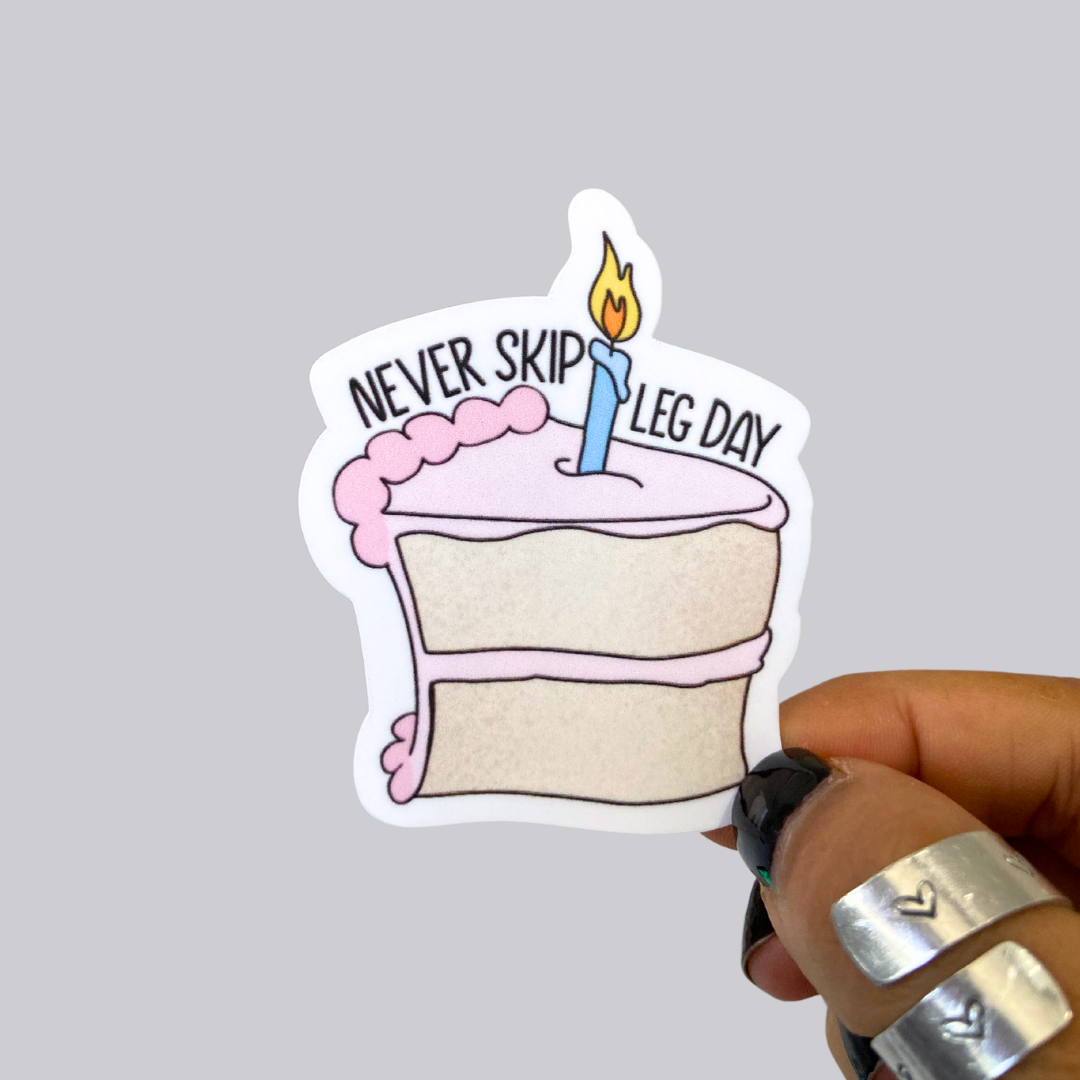 Leg Day Cake Sticker / Magnet