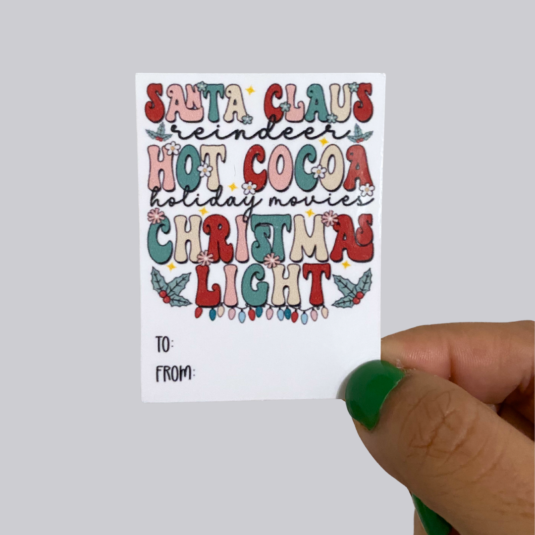 Santa Claus, Hot Cocoa Christmas Gift Tag Sticker