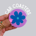 Purple Blue Flower Ceramic Car Coasters