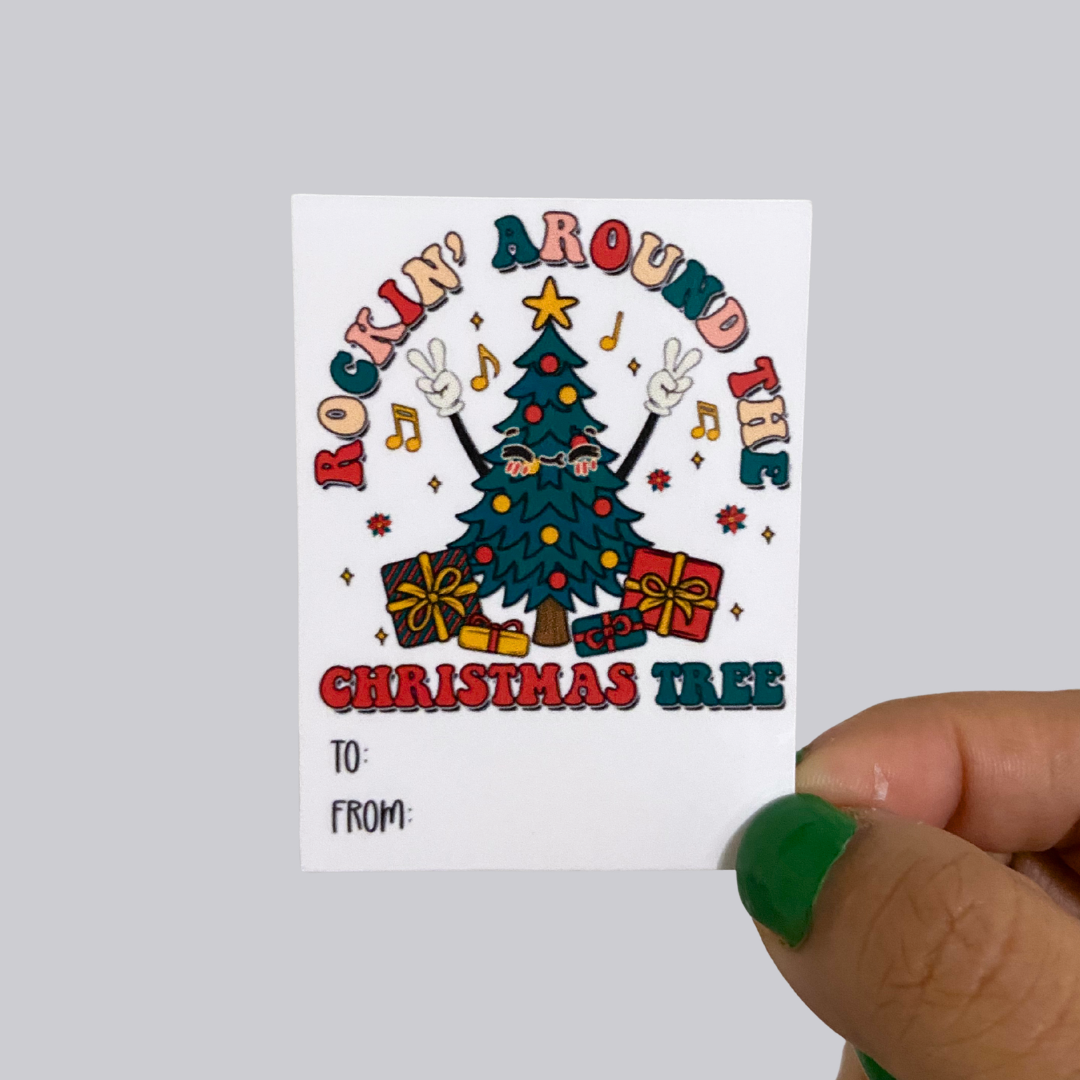 Rockin Around Christmas Gift Tag Sticker