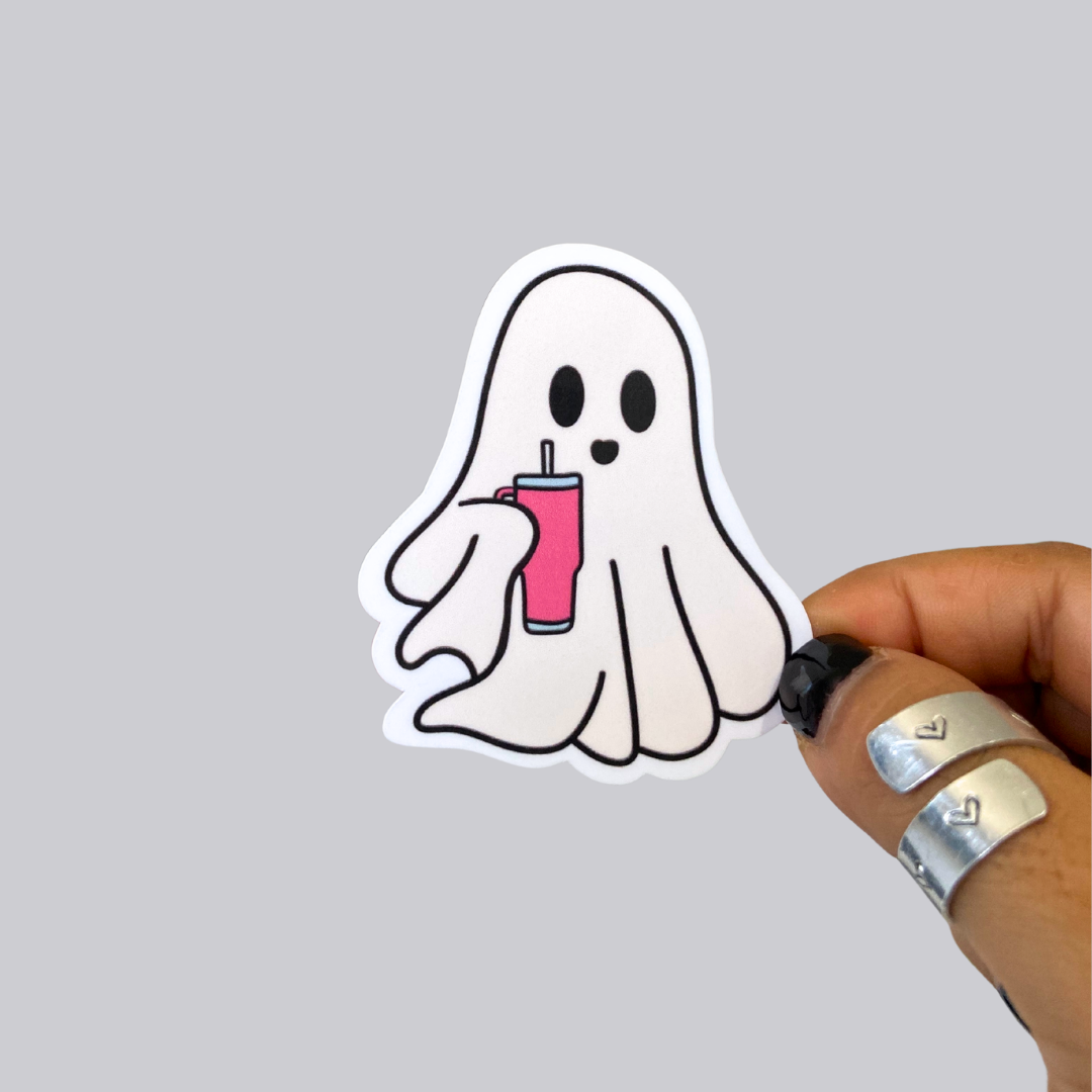 Ghost w/ Tumbler Sticker / Magnet