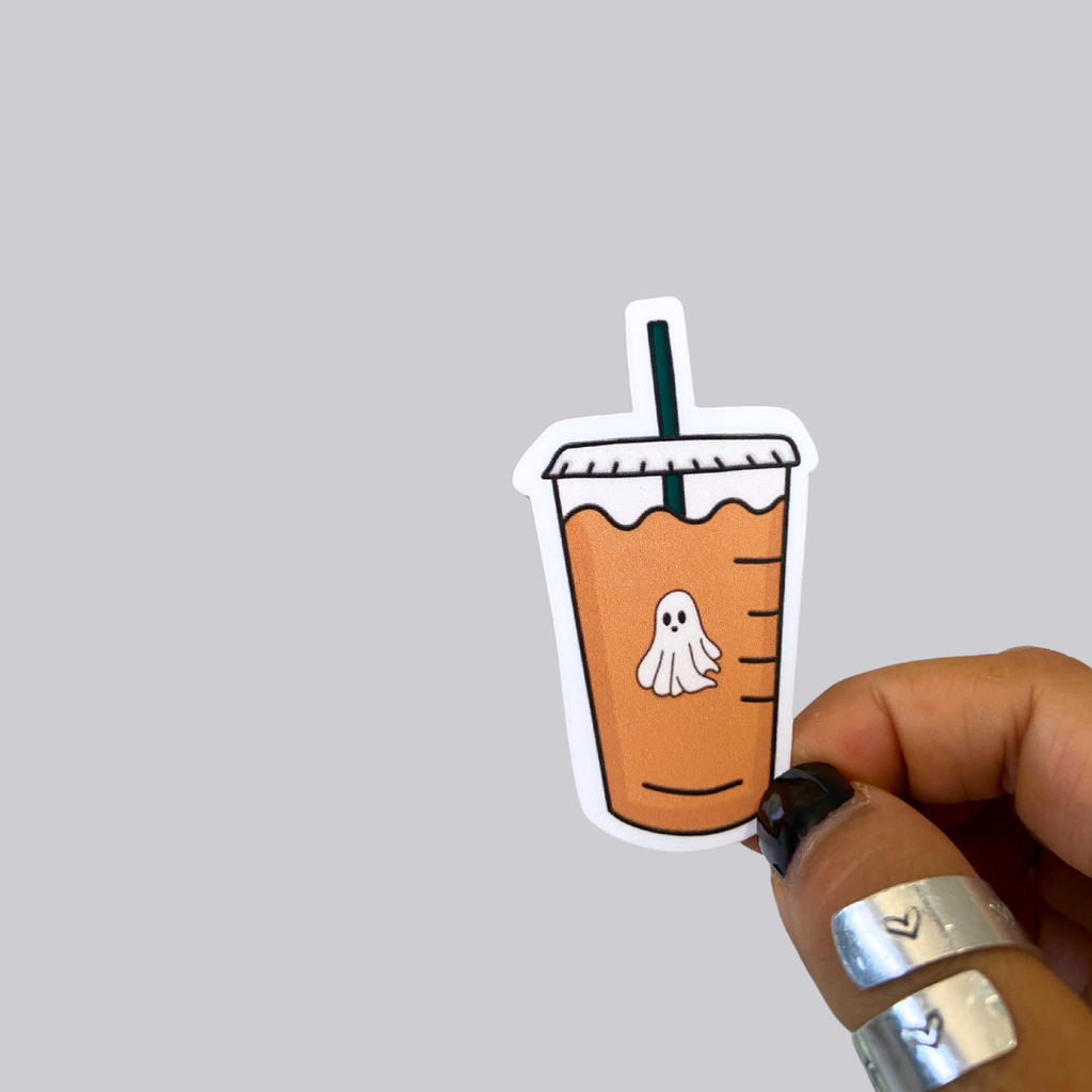 Iced Coffee Ghost Sticker / Magnet