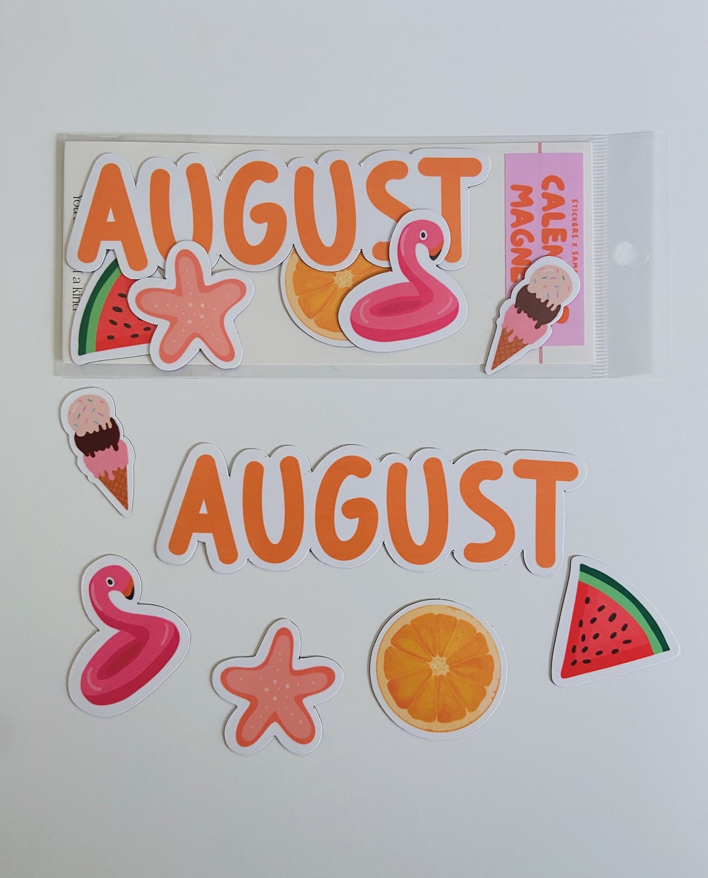 August Summer Calendar Magnets