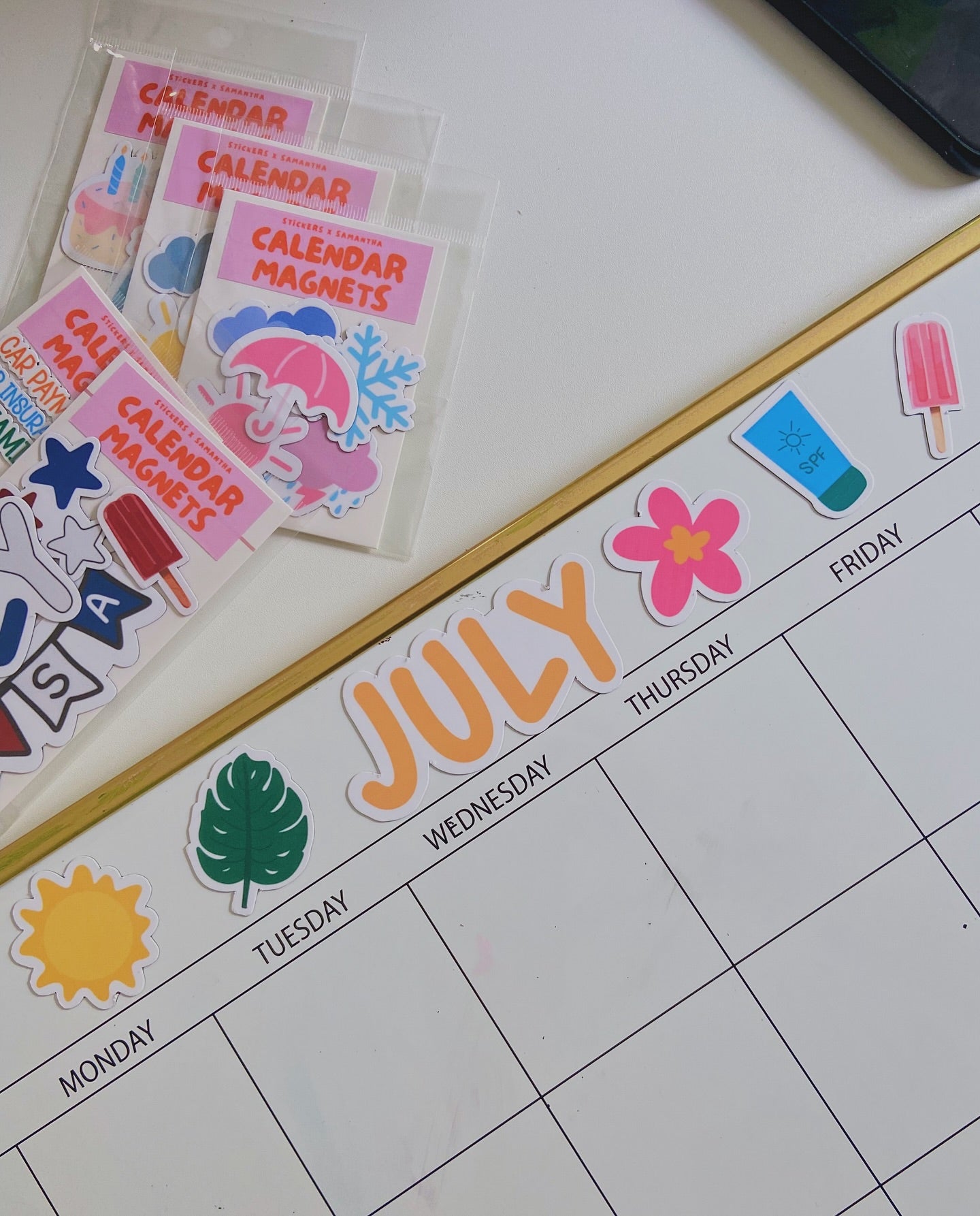 July Summer / Fourth of July Calendar Magnets