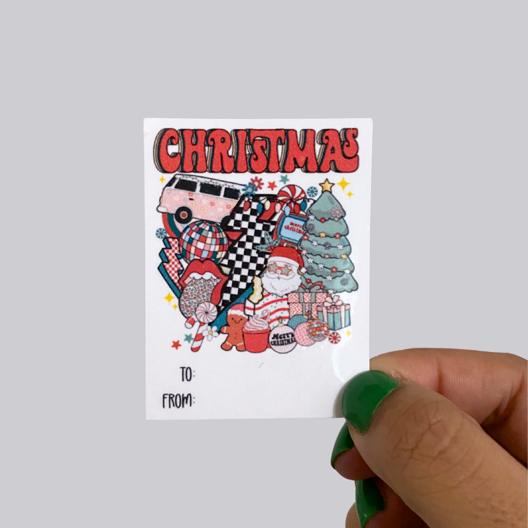 Christmas Collage Christmas Gift Tag Sticker