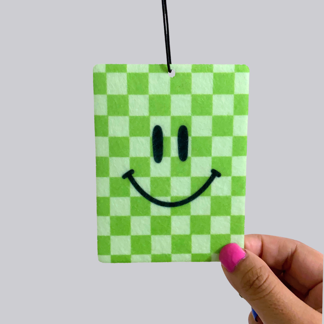 Smiley Face Checker Hanging Car Air Freshener | Car Accessory