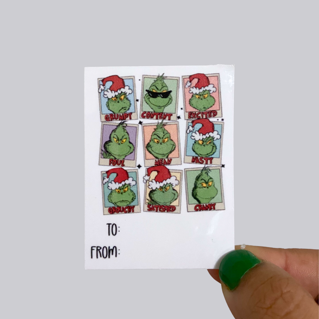 Grinchy 9 Christmas Gift Tag Sticker