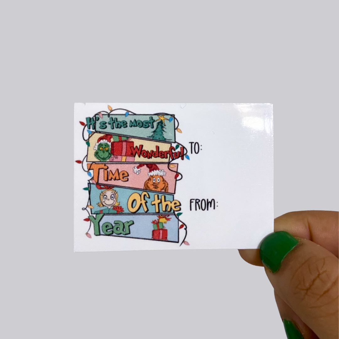 Wonderful Time Christmas Gift Tag Sticker
