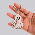 Ghost Holding Iced Coffee Keychain