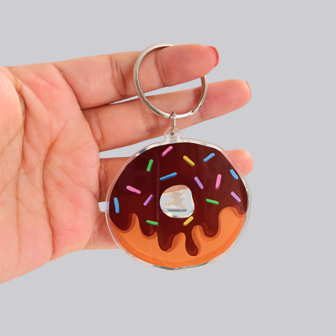 Chocolate Sprinkle Donut Keychain