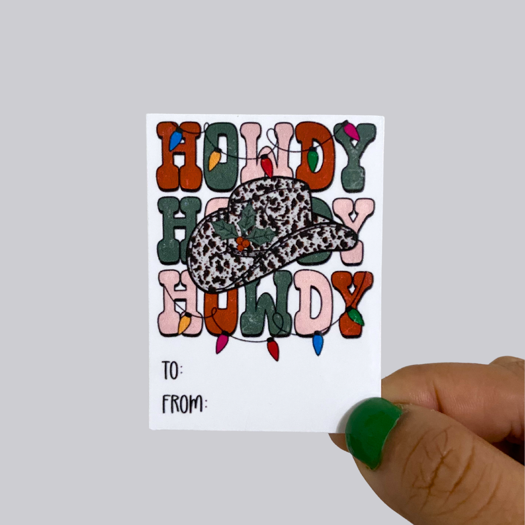 Howdy Christmas Gift Tag Sticker