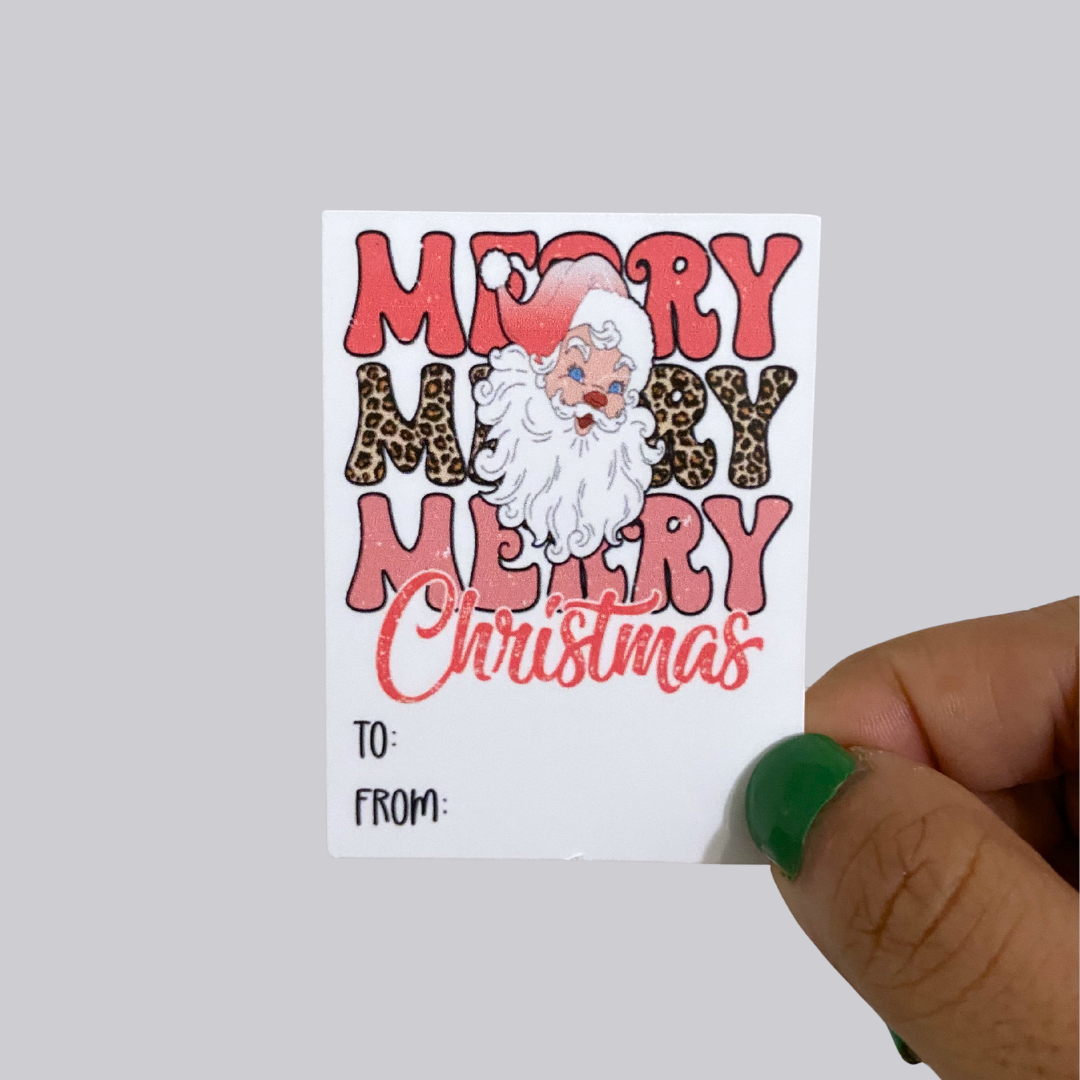 Merry Merry Merry Christmas Gift Tag Sticker