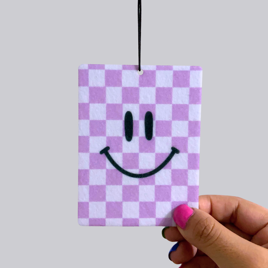 Smiley Face Checker Hanging Car Air Freshener | Car Accessory