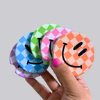 Smiley Face Checker Ceramic Car Coasters