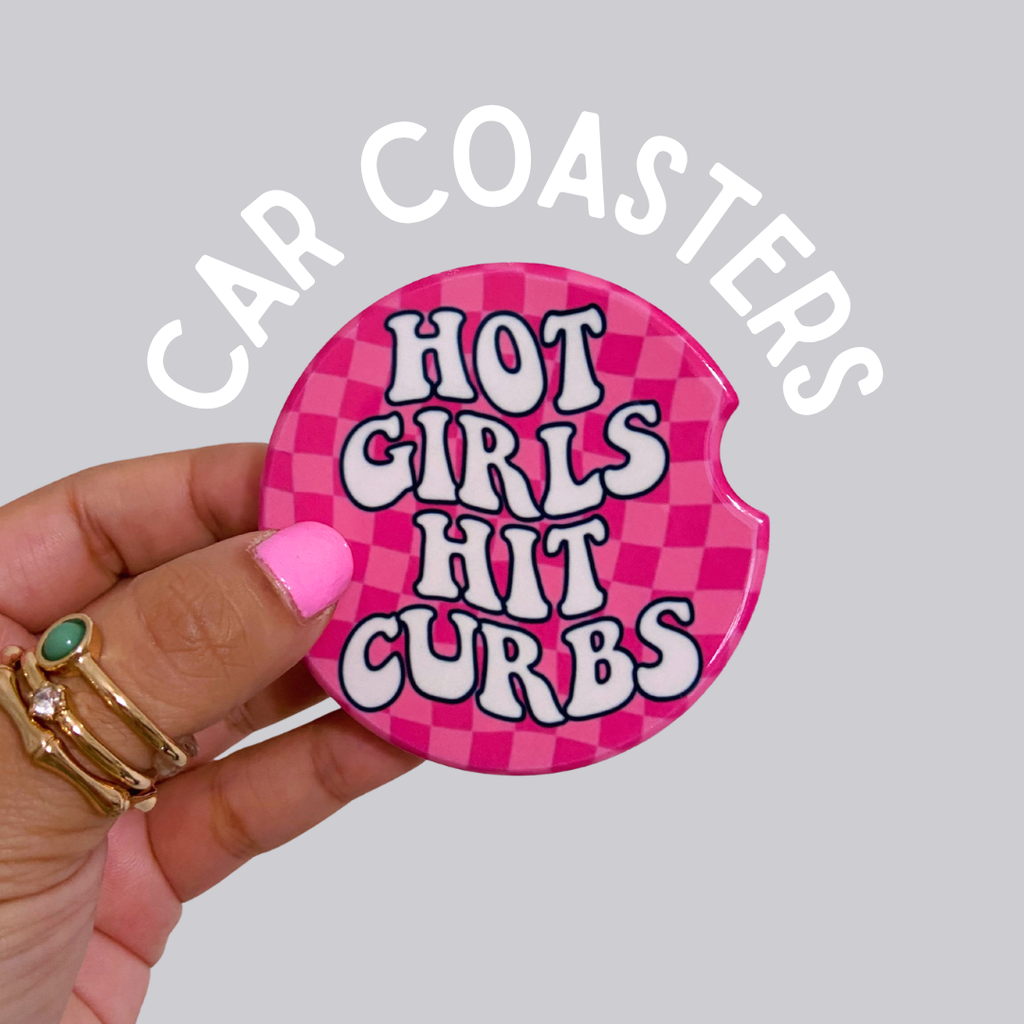 Hot Girls Hit Curbs Ceramic Car Coasters