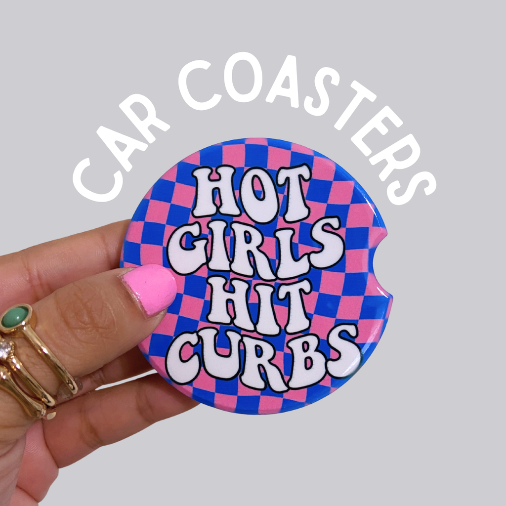 Hot Girls Hit Curbs Ceramic Car Coasters