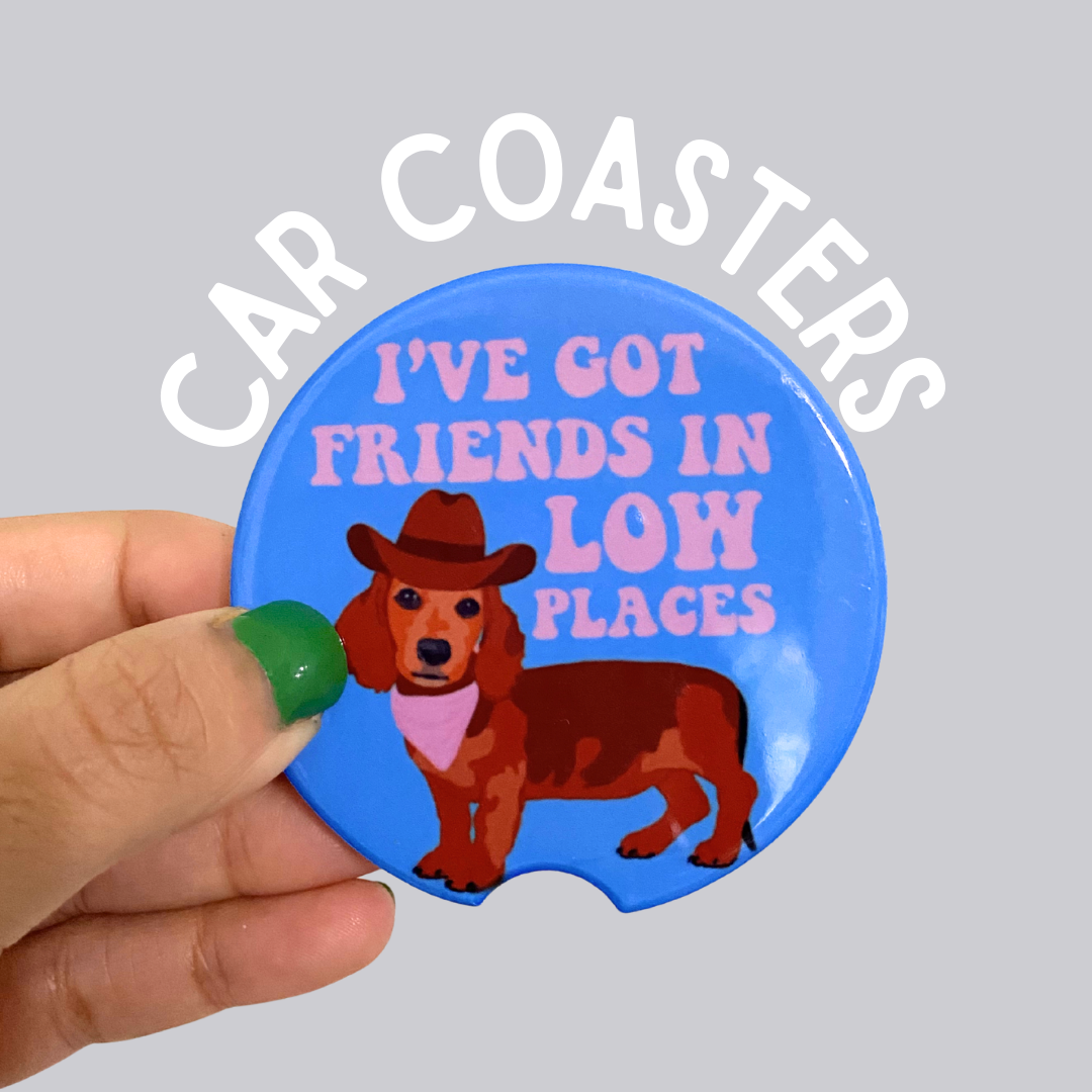Friends in Low Places Ceramic Car Coasters