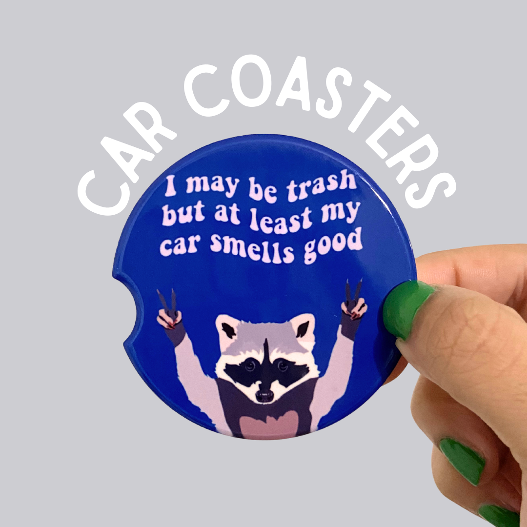 Racoon Ceramic Car Coasters