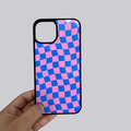 Sky Blue and Pink Checker Phone Case
