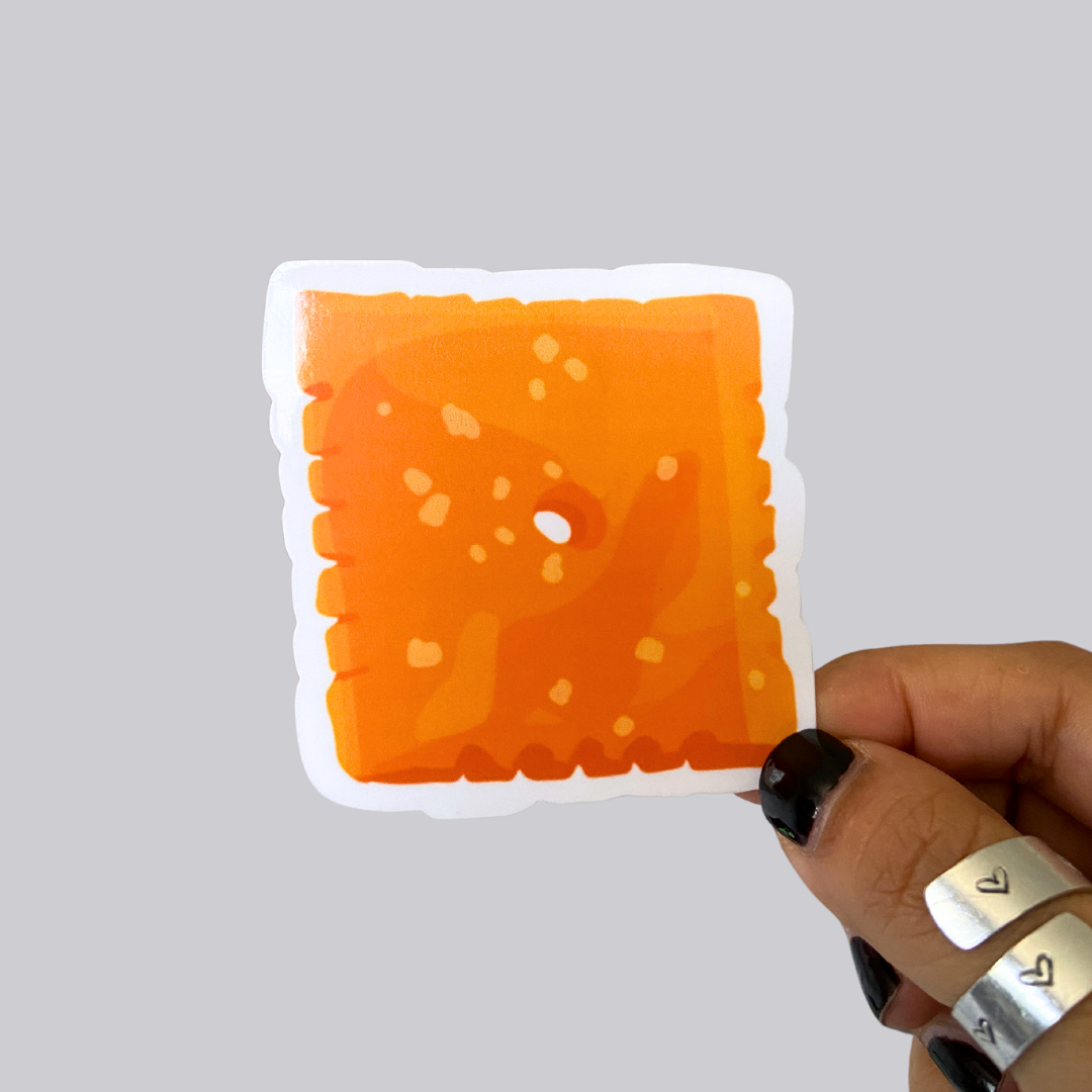 Cheese Cracker Waterproof Sticker / Magnet