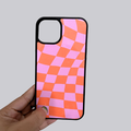 Pink and Orange checker Phone Case