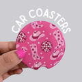 Pink Disco Cowgirl Ceramic Car Coasters