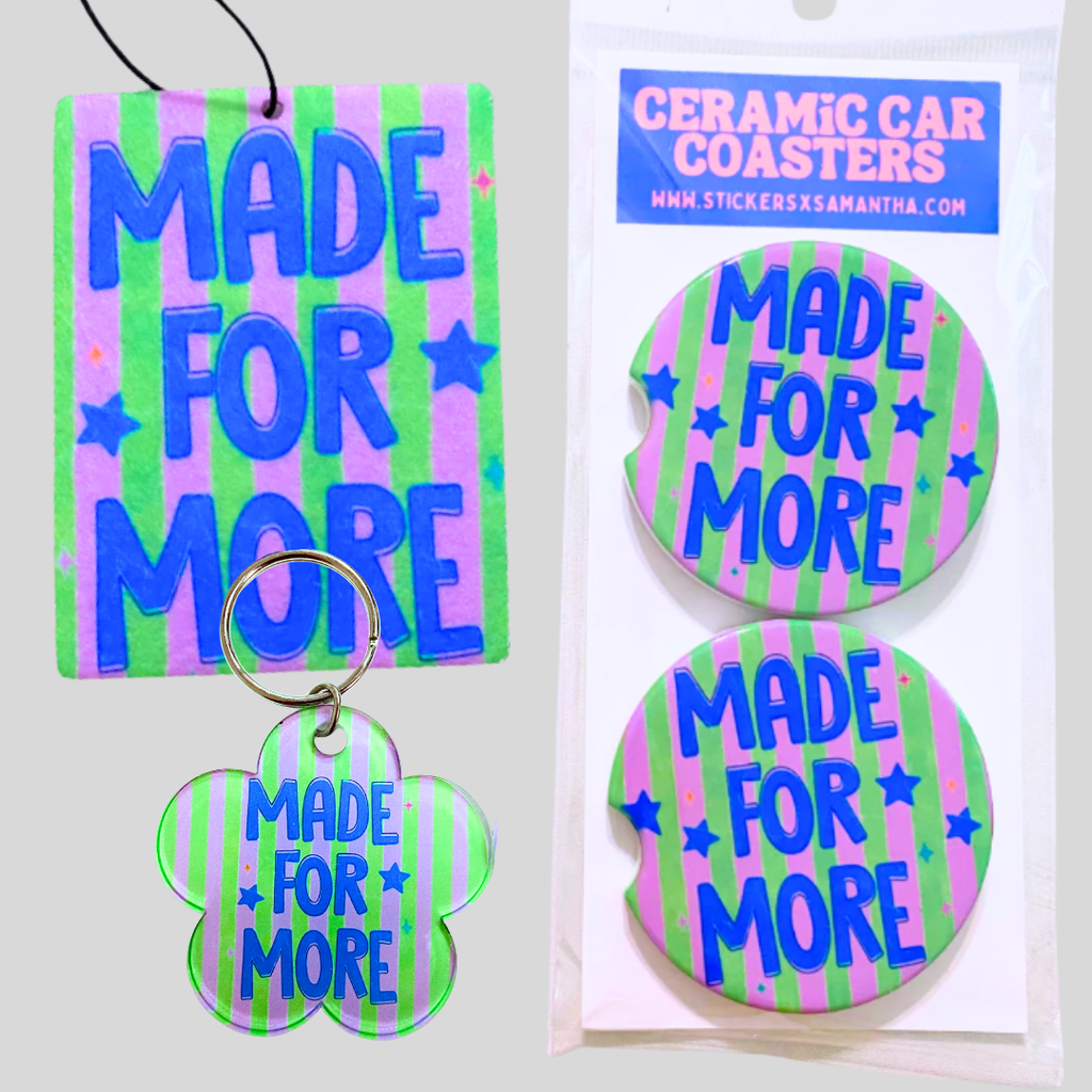 Made For More Car Bundle | Air Freshener, Car Coasters and Keychain